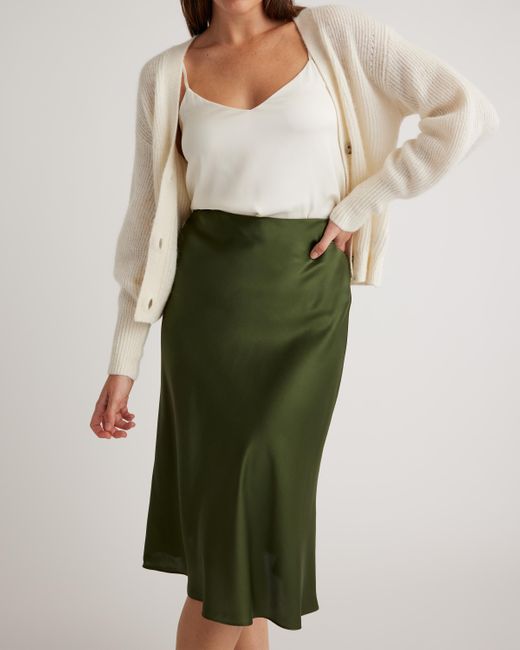 Washable Silk Skirt in Basil Green (Quince)